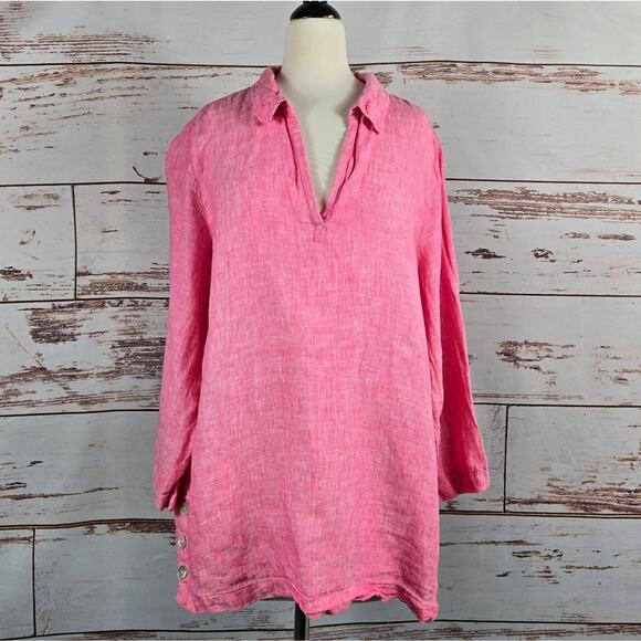 Sigrid Olson Linen Tunic Pink Size Large - Picture 1 of 6